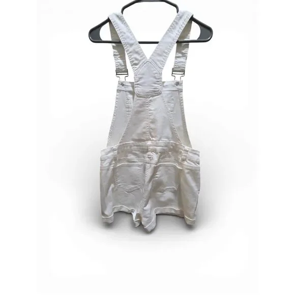 Girls White Denim Shortalls | Overall Shorts | Size 9 | Pre-Owned - Picture 6 of 15